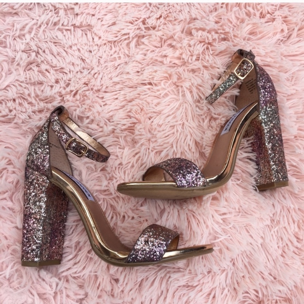 Steve Madden Carrson Glitter Ankle Strap Heels